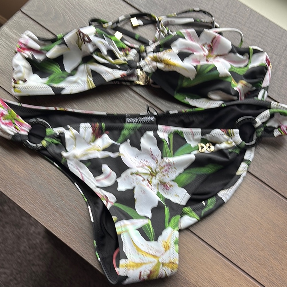 Dolce & Gabbana Floral Bikini - Black and White